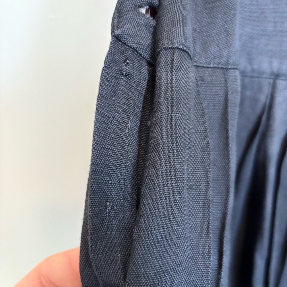 Giraffe Navy Rayon Linen Pleated Skirt - size 10​​ - Picture 6 of 7